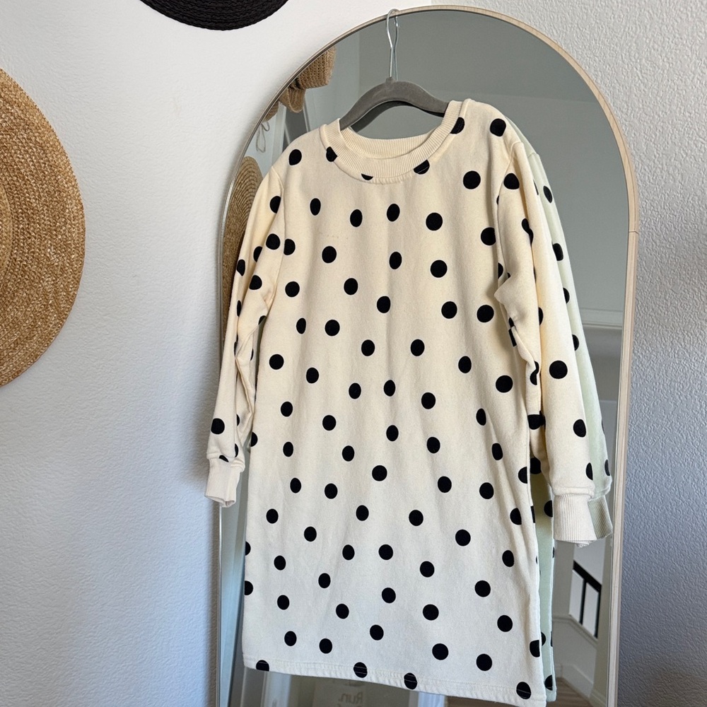 H&M Kids Casual Dress - Black Polka Dots on Cream
